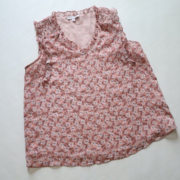 MAISON D'AMELIE Size Small Sleeveless Blouse Career Top Blush Pink floral - Picture 8 of 9